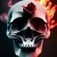 Placeholder: Cracked Skull and red rose, marble texture, dark, fantasy art, shallow depth of field, macro lens, unreal engine 5, ultra detailed,8k, HDR, hyperphotorealistic, bone, set in fire