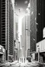 Placeholder: multiple bombs explosions, buildings of Tokyo greyscale