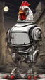 Placeholder: a chicken robot as a poster from a halloween horror movie, high detail