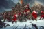 Placeholder: santa claus, leading his dwarf army, attacking the black gate of Mordor