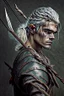 Placeholder: gladiator gray hair young medieval man with a longbow