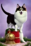 Placeholder: 1990 dog show realistic 4k photo with a cat that has half a body of a blue ocean whale winning first prize