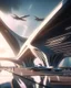 Placeholder: Outside perspective, Zaha Hadid style international airport, unreal engine 5, concept art, art station, ray tracing, RTX, ultra detail, volumetric lighting, 3d