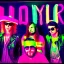 Placeholder: the coolest rock n roll band ever, bright colors, neon lights, party with me