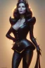 Placeholder: Jaclyn Smith as evil queen in black leather, busty, cleavage, dominatrix, curvy, angry, stern look. character design by cory loftis, fenghua zhong, ryohei hase, ismail inceoglu and ruan jia. unreal engine 5, artistic lighting, highly detailed, photorealistic, fantasy