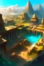 Placeholder: Lost Civilizations: Create an artwork that imagines the existence of an ancient, advanced civilization that has been hidden from history, waiting to be discovered. Brushstroke driven style of Impressionism with realistic subject matter