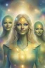 Placeholder: cosmic woman,ambiance bleu,beautiful ufos rainbow, admiral from the future, galactic confédération, fine whole face, crystalline skin, expressive purple eyes,rainbow, smiling lips, very nice smile, costume pleiadian, Beautiful tall woman pleiadian Galactic commander, ship, perfect datailed golden galactic suit, high rank, long blond hair, hand whit five perfect detailed finger, amazing big puple eyes, mouth, high définition lips, cosmic happiness, bright colors,smile