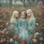 Placeholder: Elle fanning and dakota fanning as flowers, turquoise,, autochrome