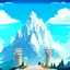 Placeholder: Mount Olympus from the greek mythology. Temples high up in the mountains. Cloudy and mysterious. Illustration.