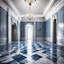 Placeholder: luxury hall ,tiled blue and gray large floor,