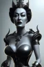 Placeholder: Joan Crawford as evil queen in black leather, busty, cleavage, dominatrix, curvy, angry, stern look. character design by cory loftis, fenghua zhong, ryohei hase, ismail inceoglu and ruan jia. unreal engine 5, artistic lighting, highly detailed, photorealistic, fantasy