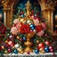 Placeholder: An opulent and extravagant display of baroque flowers entwined with sparkling and festive Christmas ornaments. This breathtaking image, perhaps a meticulously crafted and vividly colorful painting, captivates the eye with its vibrant combination of intricate floral arrangements and ornate holiday decorations. Each exquisite bloom is adorned with dazzling baubles and shimmering lights, forming a harmonious fusion of baroque elegance and Yuletide charm. The impeccable attention to detail and exqui