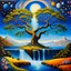 Placeholder: .With determination (Picasso And And Salvador Dali And Francisco Goya And daVinci.And Claude Monet)Fantasy, perfect anatomy, fantasy, a vibrant, award-winning professional masterpiece, highly detailed atmospheric oil on canvas Josephine's wall art.The curlew tree is a metaphor for future worlds and cities. And waterfalls. The sky is decorated with stars and planets. And rose trees with strange fruits. And Lake Zumurrud