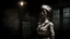 Placeholder: A gritty horror game scene of a creepy posable art mannequin nurse with articulated joints, the art style of Silent Hill, decaying, claustrophobic, liminal spaces, eerie, flirty, painted antique porcelain, wet, glossy, viscera, dark fine arts, morbid fine arts, macabre fine arts, 8k resolution, high quality, sharp focus, intricate details, highly detailed, chaotic, dynamic lighting, backlit, photorealism, canon lens, full figure shot, deep color, black, white and crimson hour