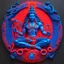 Placeholder: Shiva in mountain shambala neon red and blue with snake