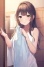 Placeholder: anime girl entering her room, wearing a towel