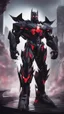 Placeholder: A close picture to Mix between transformers and batman and symbiote venom in solo leveling shadow art style with red details detailsis in fantasy world