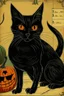 Placeholder: vintage graphic Halloween, black cat