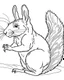 Placeholder: Generate a colouring pages of Sandy The Squirrel along with some pencil sketch marks with a white background