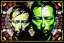 Placeholder:  Thom Yorke's face broken into shapes as a stained glass window