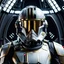 Placeholder: star wars bald male corellian pilot wearing gunmetal grey and black First Order TIE pilot armored flightsuit and helmet with gold trim inside the jedi temple, centered head and shoulders portrait, hyperdetailed, dynamic lighting, hyperdetailed background, 8k resolution, volumetric lighting, light skin, fully symmetric details