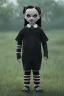 Placeholder: Wednesday Addams toddler, full body, bokeh, hyper realistic