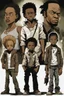 Placeholder: Give me the art-style of the boondocks with a poster of the main cast from TWD Series.