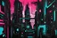 Placeholder: Black, turquoise, and pink abstract cyberpunk paintings