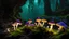 Placeholder: Glowing mushrooms, stalactites, stalagmites, underground lake, bats, silence, murmuring water, smell of dampness, moss, style: fantasy, lighting: bioluminescent, colors: green, blue, purple, camera: 105mm, perspective: third person, detail: high, focus: on the glowing mushroom