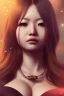 Placeholder: a wonderfull japanese woman, curves, hitomi tanaka busty, robotic, golden long hair, hair covering one eye, ultradetailed fine art photo of a indian, weet face portrait, snow flakes particles, 8 mm len