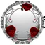 Placeholder: round silver frame with red and roses