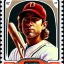 Placeholder: Baseball card on a postage stamp