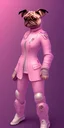 Placeholder: pug, pink clothes,