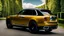 Placeholder: A sleek rear view of (((Rolls royce cullinan super tuner))), on street, with hill and trees around, a beautiful clouds and sunny weather, 4K, Superdetailed, No mistakes