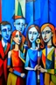 Placeholder: picasso style cubism 5 people