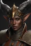 Placeholder: dnd character art of a tiefling cleric. high resolution cgi, contoured ram horns, small ears, unreal engine 6, high detail, intricate, cinematic.