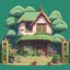 Placeholder: A studio ghibli house with garden, pixelart