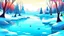 Placeholder: cartoon illustration: beautiful magic frozen lake