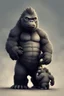 Placeholder: Little cute godzilla and king kong, pixar style