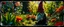 Placeholder: dark gnome in bright garden , pinhole cam, airbrush 3d rendering, in the style of John Atkinson Grimshaw , torn edges on border
