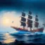 Placeholder: Beautiful pirate ship in the ocean, complicated, incomprehensible, 3D, bulky, symmetrical, artistic, 4K, 8K, Wassily Kandinsky