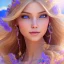 Placeholder: Beautyful smiling young woman, long hair amazing blue eyes, flowers, happy cosmic, bright colors, blue, pink, gold, jewels, realistic, photo real, clear sunny background, highly detailed, high contrast, 8k high definition, unreal engine 5, extremely sharp detail, light effect, sunny light background