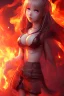 Placeholder: 3d Anime girl close and personal but beautiful in fire background