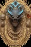 Placeholder: Aztec male African Egyptian alien, cracks in the voodoo head, wicked, eyes, crown, Elephant, 8k, finely detailed, photo realistic, tiger turquoise skull head gold dragon space alien snow skeleton gold hornytoad silver crown silver eyes