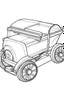 Placeholder: Outline art for coloring page OF A 1943 PULL TOY IN A TOY BOX IN THE UNITED STATES, coloring page, white background, Sketch style, only use outline, clean line art, white background, no shadows, no shading, no color, clear