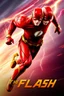 Placeholder: 1/4 side view, looking at the viewer, Movie Poster - "THE FLASH" - A massive, thick, extremely muscular, 7'8" tall man, ((skintight, formfitting, long-sleeved, red spandex bodysuit:1.5)), ((gold knee-high boots:1.5)), ((gold wrist gauntlets, red fingerless gloves, gold, double holstered utility belt:1.5)), ((skintight, formfitting, red spandex helmet with red eye disguise,:1.5)), Running in the speedforce, multicolored lightning emanating from his body, an overly exaggerated muscular stature