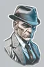 Placeholder: designe for a sticker, gangster man, chalk color drawing, White background, highly detailed clean, 3D vector image