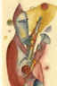 Placeholder: Pencil drawing and watercolour by Paul Klee grey and gold and red of a man playing the saxophone
