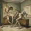 Placeholder: a chimera in a subliminal room, a chimera in a subliminal room, depicted by balthus