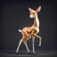 Placeholder: full body of a bald white tail deer, sultry, seductive, standing with a front leg lifted. with big smile, looking back, and big eyes looking back , tail upward, on flat background, in the style of 'My Little Pony' and Bambi, fantastic lighting